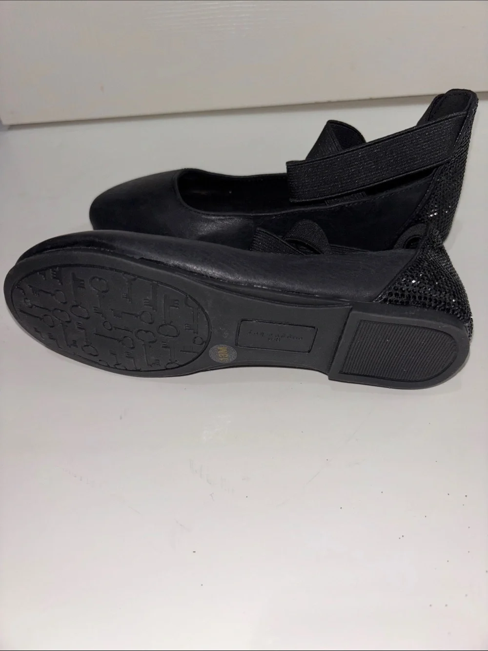 Copper Key Black Elastic Strap Girls' Dress Flats
